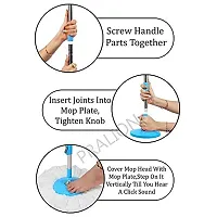 Mop Stick Stainless Steel Rod Pol with 2 Refill (Microfiber Head) 360deg; Rotating Pole-thumb3