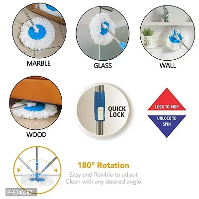 Mop Stick 360 deg; Stainless Steel Rod with 4 Refill-thumb5