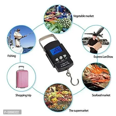 Electronic Portable Fishing Hook Type Digital LED Screen Luggage Weighing Scale, 50 kg/110 Lb (Black)  pack of 1-thumb4