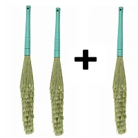 Broom (Buy 2 Get 1 ) No Dust Broom with Extendable Long Handle broom stick for home floor cleaning and ceiling cleaning, Jhadu for home cleaning and ceiling cleaning, Made of washable Fibers pack of 3-thumb1