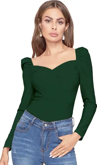 Casual Regular Sleeves Solid Women B-GREEN Top