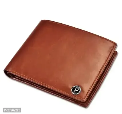Stylish Brown Leather Solid Three Fold Wallet For Men-thumb0