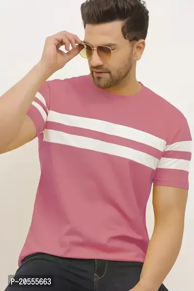 Stylish Retro Blue Cotton Blend Striped Round Neck Tees For Men-thumb0