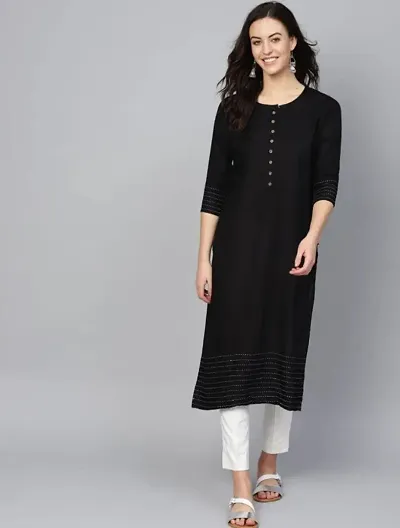 Boat Neck Stitches Rayon Kurta