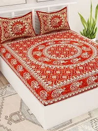 UniqChoice Maroon Color 100% Cotton Jaipuri Traditonal Double BedSheet with 2 Pillow Cover,MaroonBatikHathi_D-thumb2