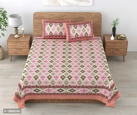 Stylish Fancy Cotton Printed King Size Bedsheet With 2 Pillow Covers