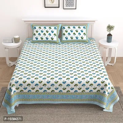 Comfortable Cotton Printed King Size Bedsheet with Two Pillow Covers-thumb2