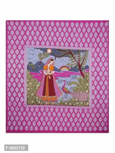 UniqChoice Rajasthani Traditional Print 120 TC 100% Cotton Double Bedsheet with 2 Pillow Cover,Pink(UCKBD_02)-thumb2