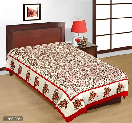 UniqChoice Saganari Traditional 144 TC Cotton Single Bedsheet - Red