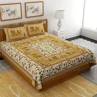 Comfortable Cotton Printed Double Bedsheet with Two Pillow Covers-thumb1