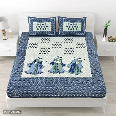 Stylish Fancy Comfortable Cotton Printed Double 1 Bedsheet + 2 Pillowcovers-thumb0