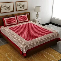 UniqChoice Rajasthani Traditional Printed 120 TC| 100% Cotton |Double Bedsheet | Bedsheet with 2 Pillow Cover|King Size bedsheet| Red-thumb1