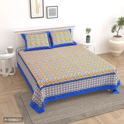 Comfortable Cotton Printed King Size Bedsheet with Two Pillow Covers