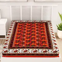 UniqChoice100% Cotton Color Jaipuri Single Bedsheet Color Jaipuri Single Bedsheet ,Single_JangalHathi_Orange-thumb1