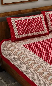 UniqChoice Rajasthani Traditional Printed 120 TC| 100% Cotton |Double Bedsheet | Bedsheet with 2 Pillow Cover|King Size bedsheet| Red-thumb2