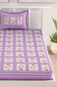 UniqChoice 100% Cotton Purple Color Jaipuri Single bedsheet with 1 Pillow Cover,1+1_Single_Bombay_Purple-thumb3