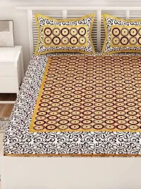 UniqChoice Rajasthani Traditional Print 120 TC 100% Cotton Double Bedsheet with 2 Pillow Cover ,Brown(RTDP201)-thumb3