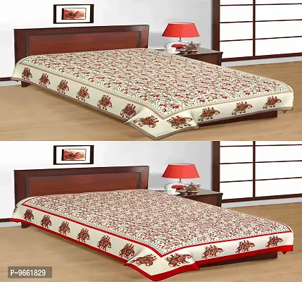 UniqChoice 100% Cotton Jaipuri & Sanganeri Tradititional 2 Single Bed Sheet Combo