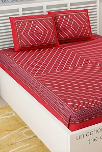 UniqChoice Rajasthani Traditional Printed| 120 TC| 100% Cotton| Double Bedsheet| Bedsheet with 2 Pillow Cover| Red-thumb2