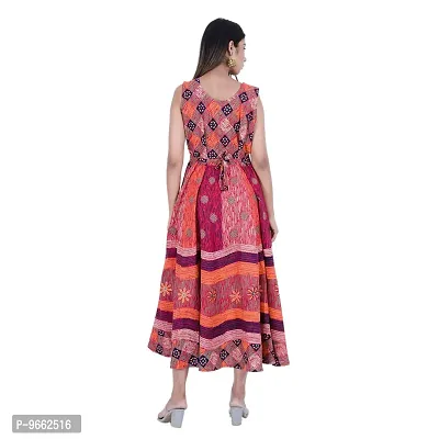 UniqueChoice Presents Red Color Jaipuri Printed Long Women's Maxi one Piece Dress Free Size-thumb2