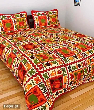 Uniqchoice 144 Tc Cotton Double Bedsheet with 2 Pillow Covers, Red, 3 Piece
