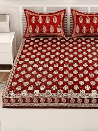 UniqChoice Maroon Color 100% Cotton Jaipuri Traditonal Double BedSheet with 2 Pillow Cover,MaroonBatikButi_D-thumb3