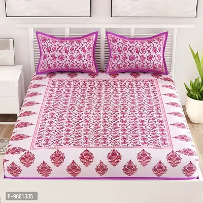 UniqChoice 100% Cotton Comfertable Rajasthani Jaipuri Traditional Bedsheet with 2 Pillow Covers (Multicolor)