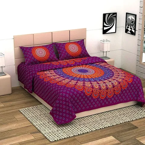 Jaipuri Cotton Mandala Print King Size Bedsheet With 2 Pillow Cover