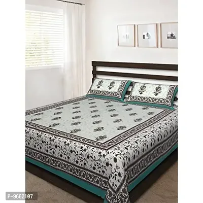 Uniqchoice 144 Tc Cotton Double Bedsheet with 2 Pillow Covers - Turquoise