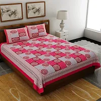 Comfortable Cotton Printed Double Bedsheet with Two Pillow Covers-thumb1