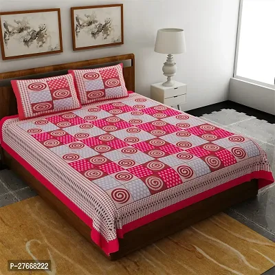 Comfortable Cotton Printed Double Bedsheet with Two Pillow Covers-thumb2