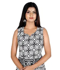 Rangun 100% Cotton Printed Black and White Maxi Dress for Women-thumb4