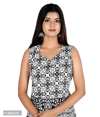 Rangun 100% Cotton Printed Black and White Maxi Dress for Women-thumb5