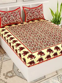UniqChoice Red Color Rajasthani Traditional Printed 120 TC 100% Cotton Double Bedsheet with 2 Pillow Cover,UCEBD108-thumb2