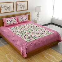 UniqChoice Floral Japuri Printed 120 TC 100% Cotton Double Bedsheet with 2 Pillow Cover,Pink(UUCCKD295)-thumb1