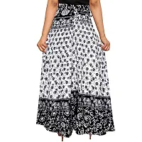 UniqueChoice Women's Cotton Printed Wrap Around Skirt (White, Black, Free Size)-thumb1