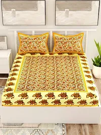 Comfortable Cotton Printed Double Bedsheet with Two Pillow Covers-thumb1