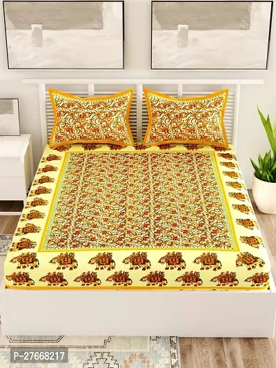 Comfortable Cotton Printed Double Bedsheet with Two Pillow Covers-thumb2