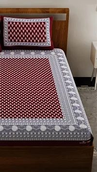 UniqChoice Maroon Color Rajasthani Traditional Printed 120 TC 100% Cotton Double Bedsheet with 2 Pillow Cover,UCEBBD26-thumb3