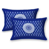 New Collection Blue Cotton Printed Double Bedsheet With Pillow Covers-thumb3