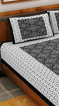 New Collection Black Cotton Printed Double Bedsheet With Pillow Covers-thumb2