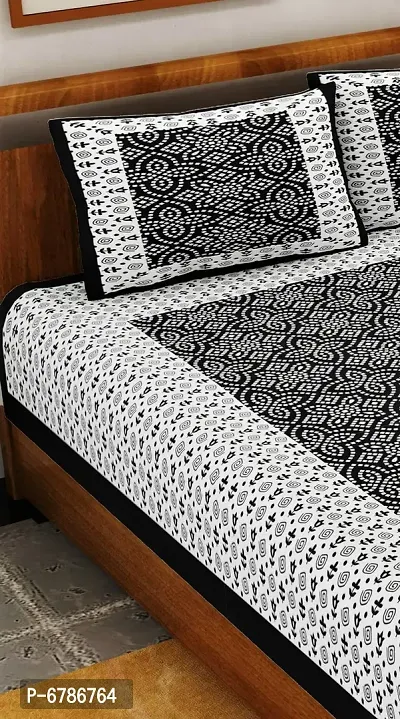 New Collection Black Cotton Printed Double Bedsheet With Pillow Covers-thumb3