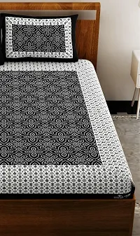 New Collection Black Cotton Printed Double Bedsheet With Pillow Covers-thumb3