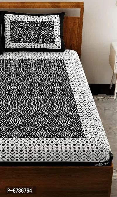 New Collection Black Cotton Printed Double Bedsheet With Pillow Covers-thumb4