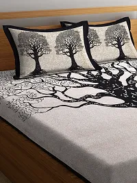 New Collection Black  Cotton Printed Double Bedsheet With Pillow Covers-thumb1