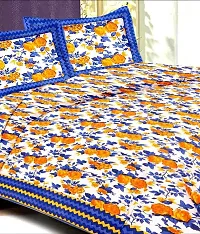 New Collection Multicoloured Cotton Printed Double Bedsheet With Pillow Covers-thumb1