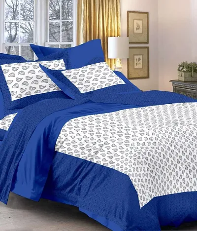 Cotton Ethnic Printed Double Bedsheet with 2 Pillow Covers