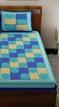 New Collection Blue Cotton Printed Double Bedsheet With Pillow Covers-thumb3