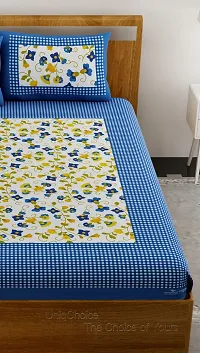 New Collection Blue Cotton Printed Double Bedsheet With Pillow Covers-thumb3