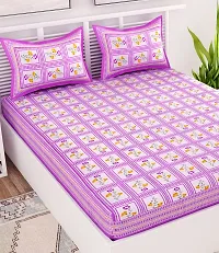 New Collection Purple Cotton Printed Double Bedsheet With Pillow Covers-thumb2